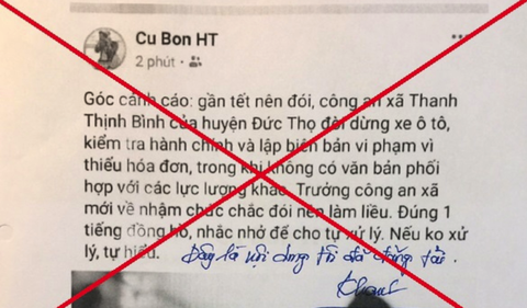 Đăng Facebook sai sự thật về công an xã, người đàn ông bị phạt 5 triệu đồng - Ảnh 1. Đăng Facebook sai sự thật về công an xã, người đàn ông bị phạt 5 triệu đồng - Ảnh 1.