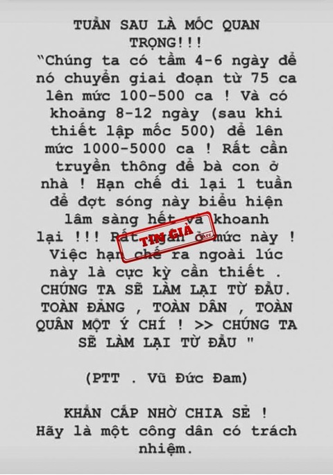 Trên mạng giả phát ngôn của Phó thủ tướng Vũ Đức Đam về COVID-19 - Ảnh 1. Trên mạng giả phát ngôn của Phó thủ tướng Vũ Đức Đam về COVID-19 - Ảnh 1.