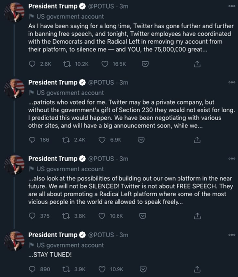 Tổng thống Trump muốn lập mạng xã hội riêng sau khi tố bị Twitter bịt miệng - Ảnh 2. Tổng thống Trump muốn lập mạng xã hội riêng sau khi tố bị Twitter bịt miệng - Ảnh 2.