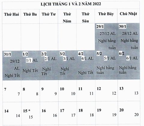 Đề xuất phương án nghỉ 9 ngày Tết Nguyên đán 2022 - Ảnh 2. Đề xuất phương án nghỉ 9 ngày Tết Nguyên đán 2022 - Ảnh 2.