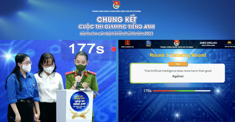 Ba cô gái chiến thắng sân chơi Olympic tiếng Anh cán bộ trẻ toàn quốc - Ảnh 1. Ba cô gái chiến thắng sân chơi Olympic tiếng Anh cán bộ trẻ toàn quốc - Ảnh 1.