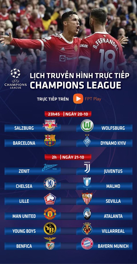 Lịch trực tiếp Champions League: Tâm điểm Man United - Atalanta - Ảnh 1. Lịch trực tiếp Champions League: Tâm điểm Man United - Atalanta - Ảnh 1.