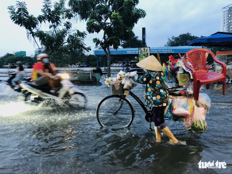 TP.HCM vào mùa triều cường, trở lại với bình thường lội nước - Ảnh 1. TP.HCM vào mùa triều cường, trở lại với bình thường lội nước - Ảnh 1.