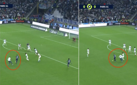 Cổ động viên chạy vào sân rượt Messi ở trận PSG hòa Marseille - Ảnh 4. Cổ động viên chạy vào sân rượt Messi ở trận PSG hòa Marseille - Ảnh 4.