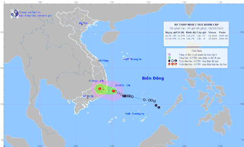 Đêm 26 rạng 27-10, áp thấp nhiệt đới hướng vào Khánh Hòa đến Bình Thuận, Đông Nam Bộ mưa lớn - Ảnh 2. Đêm 26 rạng 27-10, áp thấp nhiệt đới hướng vào Khánh Hòa đến Bình Thuận, Đông Nam Bộ mưa lớn - Ảnh 2.
