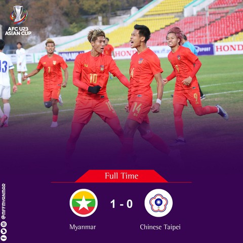 Thắng Đài Loan 1-0, U23 Myanmar hướng tới trận quyết chiến với U23 Việt Nam - Ảnh 1. Thắng Đài Loan 1-0, U23 Myanmar hướng tới trận quyết chiến với U23 Việt Nam - Ảnh 1.
