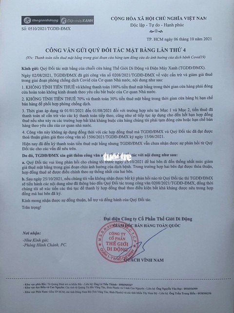 Thế giới di động gửi tối hậu thư đến chủ nhà: Trả lời giảm giá hoặc thanh lý hợp đồng - Ảnh 2. Thế giới di động gửi tối hậu thư đến chủ nhà: Trả lời giảm giá hoặc thanh lý hợp đồng - Ảnh 2.