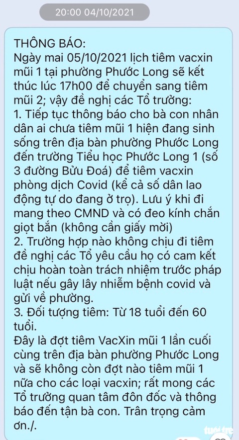 Tổ trưởng dân phố dọa người dân không tiêm vắc xin sẽ không được lưu trú trong tổ? - Ảnh 2.