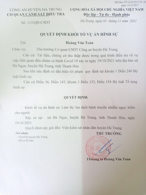Khởi tố vụ án liên quan người từ vùng dịch về không khai báo, làm lây lan dịch - Ảnh 1. Khởi tố vụ án liên quan người từ vùng dịch về không khai báo, làm lây lan dịch - Ảnh 1.