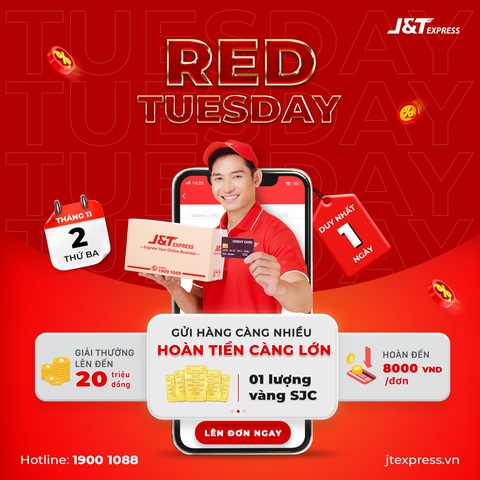 Hậu giãn cách, J&T Express tung chương trình Red Tuesday - ngập tràn ưu đãi - Ảnh 1. Hậu giãn cách, J&T Express tung chương trình Red Tuesday - ngập tràn ưu đãi - Ảnh 1.