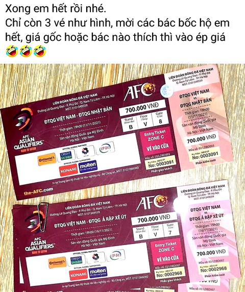 Giá vé chợ đen trận Việt Nam - Nhật Bản giảm... thủng đáy! - Ảnh 1. Giá vé chợ đen trận Việt Nam - Nhật Bản giảm... thủng đáy! - Ảnh 1.