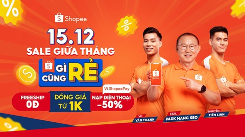 15.12 Sale Giữa Tháng - Gì Cũng Rẻ nối dài chuỗi ưu đãi bất tận trên Shopee - Ảnh 1. 15.12 Sale Giữa Tháng - Gì Cũng Rẻ nối dài chuỗi ưu đãi bất tận trên Shopee - Ảnh 1.