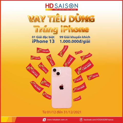 HD SAISON tặng khách hàng iPhone 13 khi vay tiêu dùng cuối năm - Ảnh 1. HD SAISON tặng khách hàng iPhone 13 khi vay tiêu dùng cuối năm - Ảnh 1.