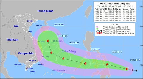 Hai ngày nữa, bão Rai vào Biển Đông, cường độ cấp 12-13 - Ảnh 1. Hai ngày nữa, bão Rai vào Biển Đông, cường độ cấp 12-13 - Ảnh 1.