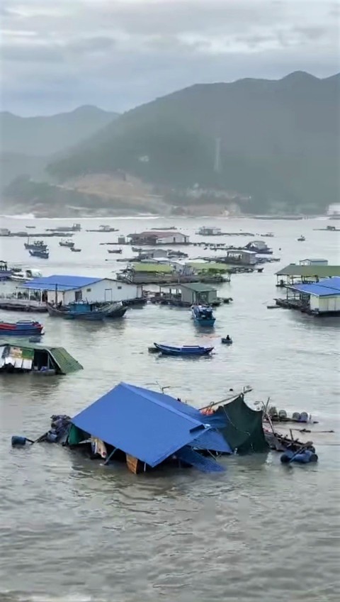 Lồng bè nuôi tôm hùm và nhà nổi du lịch trên đảo Bình Hưng tan tành sau bão số 9 - Ảnh 2. Lồng bè nuôi tôm hùm và nhà nổi du lịch trên đảo Bình Hưng tan tành sau bão số 9 - Ảnh 2.