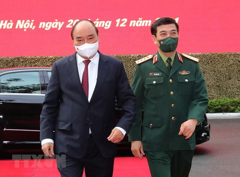 Chủ tịch nước Nguyễn Xuân Phúc dự Hội nghị Quân chính toàn quân năm 2021 - Ảnh 1. Chủ tịch nước Nguyễn Xuân Phúc dự Hội nghị Quân chính toàn quân năm 2021 - Ảnh 1.