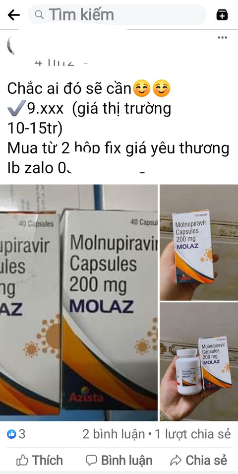 Cần Thơ xác minh thông tin công khai rao bán thuốc kháng virus - Ảnh 1. Cần Thơ xác minh thông tin công khai rao bán thuốc kháng virus - Ảnh 1.