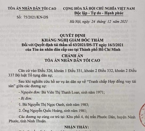 Vụ khởi tố nữ thư ký tòa Ninh Phước: Tòa tối cao kháng nghị hủy quyết định tái thẩm của Tòa cấp cao - Ảnh 2. Vụ khởi tố nữ thư ký tòa Ninh Phước: Tòa tối cao kháng nghị hủy quyết định tái thẩm của Tòa cấp cao - Ảnh 2.