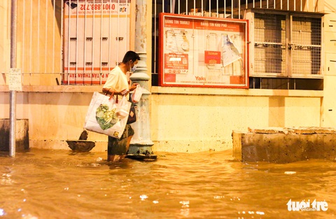 TP.HCM: Đoạn ngập ven kênh Tẻ dài hơn bất thường chiều 5-12 - Ảnh 4. TP.HCM: Đoạn ngập ven kênh Tẻ dài hơn bất thường chiều 5-12 - Ảnh 4.