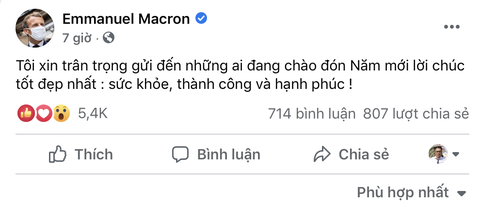 Lời chúc Tết bằng tiếng Việt của Tổng thống Pháp Macron nhận ‘bão like’ - Ảnh 2. Lời chúc Tết bằng tiếng Việt của Tổng thống Pháp Macron nhận ‘bão like’ - Ảnh 2.