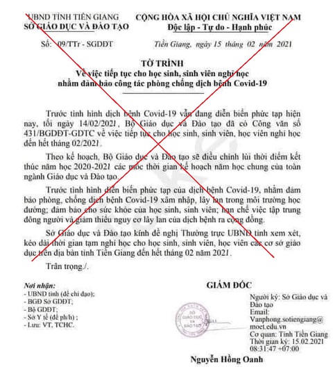 Giả danh chủ tịch UBND tỉnh đã nghỉ hưu ký văn bản cho học sinh nghỉ học vì COVID-19 - Ảnh 2. Giả danh chủ tịch UBND tỉnh đã nghỉ hưu ký văn bản cho học sinh nghỉ học vì COVID-19 - Ảnh 2.
