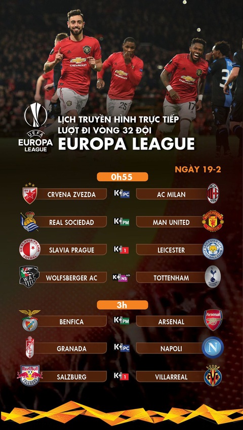 Lịch trực tiếp Europa League 19-2: Sociedad - Man United - Ảnh 1. Lịch trực tiếp Europa League 19-2: Sociedad - Man United - Ảnh 1.