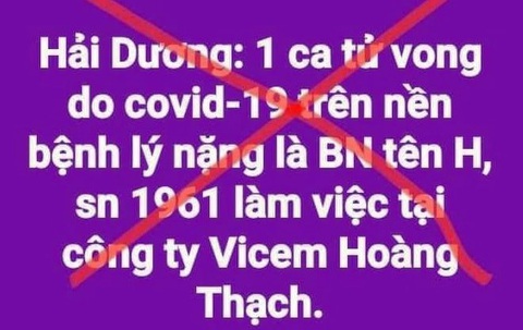 Hải Dương bác tin bệnh nhân mắc COVID-19 tử vong - Ảnh 1. Hải Dương bác tin bệnh nhân mắc COVID-19 tử vong - Ảnh 1.