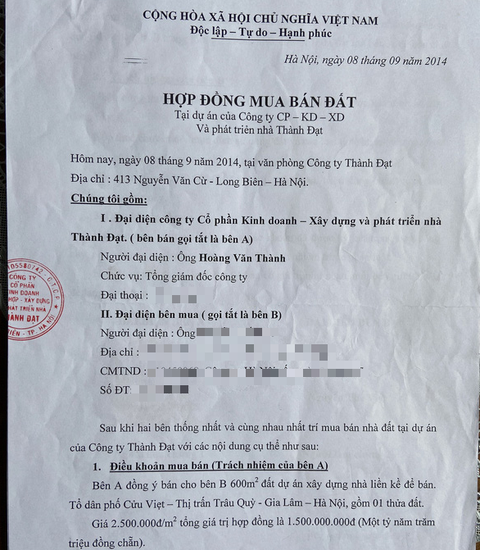 Công ty phát triển nhà Thành Đạt tự ‘vẽ’ dự án ở ngoại thành Hà Nội để rao bán - Ảnh 2. Công ty phát triển nhà Thành Đạt tự ‘vẽ’ dự án ở ngoại thành Hà Nội để rao bán - Ảnh 2.