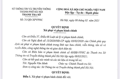 7 người ở Hà Nội bị phạt 52,5 triệu đồng vì đưa tin vịt về COVID-19 - Ảnh 1. 7 người ở Hà Nội bị phạt 52,5 triệu đồng vì đưa tin vịt về COVID-19 - Ảnh 1.
