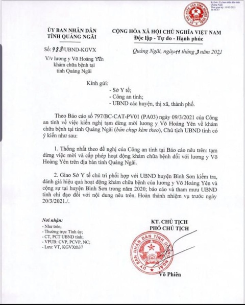 Quảng Ngãi chặn ‘thần y’ Võ Hoàng Yên về chữa bệnh cho người dân - Ảnh 1. Quảng Ngãi chặn ‘thần y’ Võ Hoàng Yên về chữa bệnh cho người dân - Ảnh 1.