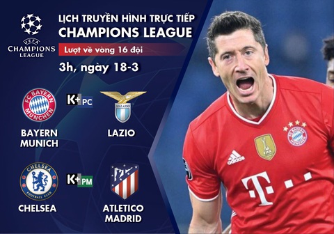 Lịch trực tiếp Champions League 18-3: Tâm điểm Chelsea - Atletico Madrid - Ảnh 1. Lịch trực tiếp Champions League 18-3: Tâm điểm Chelsea - Atletico Madrid - Ảnh 1.