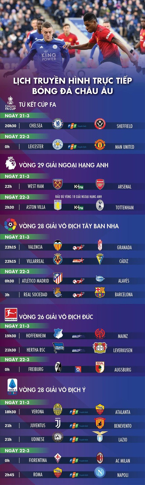 Lịch trực tiếp bóng đá châu Âu: Leicester - Man United - Ảnh 1. Lịch trực tiếp bóng đá châu Âu: Leicester - Man United - Ảnh 1.