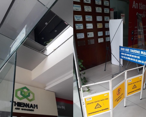 Đang làm việc, hai người rơi từ tầng 2 văn phòng xuống sảnh chung cư - Ảnh 1. Đang làm việc, hai người rơi từ tầng 2 văn phòng xuống sảnh chung cư - Ảnh 1.
