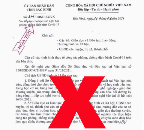 Truy tìm người giả mạo văn bản tỉnh Bắc Ninh cho học sinh nghỉ học - Ảnh 1. Truy tìm người giả mạo văn bản tỉnh Bắc Ninh cho học sinh nghỉ học - Ảnh 1.