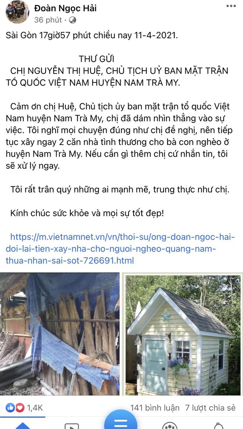 Ông Đoàn Ngọc Hải đổi ý không đòi lại tiền, tiếp tục xây nhà cho người nghèo - Ảnh 1. Ông Đoàn Ngọc Hải đổi ý không đòi lại tiền, tiếp tục xây nhà cho người nghèo - Ảnh 1.