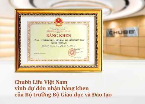 Bộ Giáo dục và Đào tạo trao tặng Bằng khen cho Chubb Life Việt Nam - Ảnh 1. Bộ Giáo dục và Đào tạo trao tặng Bằng khen cho Chubb Life Việt Nam - Ảnh 1.