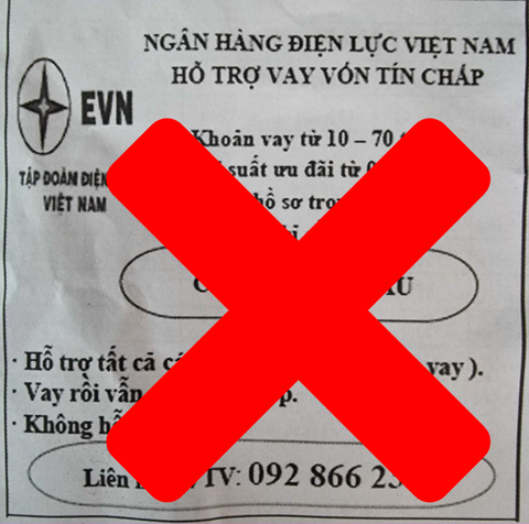 Giả mạo EVN hỗ trợ cho vay tín chấp, giả cả Ngân hàng Điện lực - Ảnh 1. Giả mạo EVN hỗ trợ cho vay tín chấp, giả cả Ngân hàng Điện lực - Ảnh 1.
