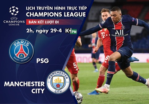 Lịch trực tiếp bán kết Champions League: Đại chiến PSG - Man City - Ảnh 1. Lịch trực tiếp bán kết Champions League: Đại chiến PSG - Man City - Ảnh 1.