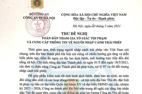 Giám đốc Công an Hà Nội đề nghị người dân tố giác người nhập cảnh trái phép - Ảnh 1. Giám đốc Công an Hà Nội đề nghị người dân tố giác người nhập cảnh trái phép - Ảnh 1.