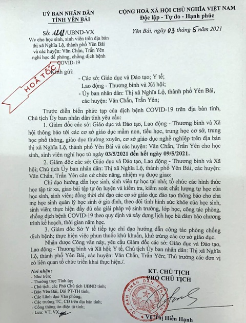Yên Bái cho học sinh một số nơi tạm dừng đến trường 1 tuần - Ảnh 1. Yên Bái cho học sinh một số nơi tạm dừng đến trường 1 tuần - Ảnh 1.