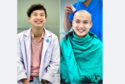 Bác sĩ trẻ cạo đầu trước khi vào tâm dịch: Có tóc hay không thì nụ cười vẫn tỏa nắng - Ảnh 1. Bác sĩ trẻ cạo đầu trước khi vào tâm dịch: Có tóc hay không thì nụ cười vẫn tỏa nắng - Ảnh 1.