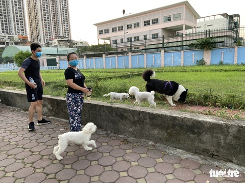 Dân chung cư ở Hà Nội ‘tung tăng’ dắt thú cưng đi dạo, thả diều, tụ tập đá cầu - Ảnh 5. Dân chung cư ở Hà Nội ‘tung tăng’ dắt thú cưng đi dạo, thả diều, tụ tập đá cầu - Ảnh 5.