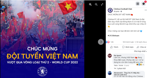CLB Chelsea gửi lời chúc mừng Việt Nam giành vé đi tiếp bằng... tiếng Việt! - Ảnh 1. CLB Chelsea gửi lời chúc mừng Việt Nam giành vé đi tiếp bằng... tiếng Việt! - Ảnh 1.