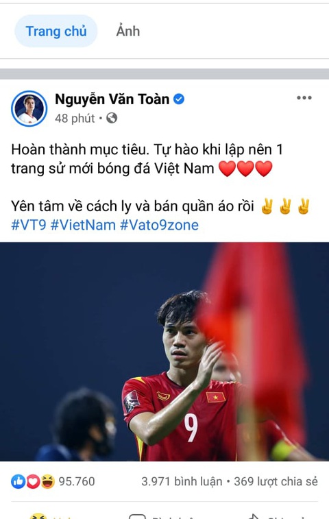 Văn Toàn: ‘Hoàn thành mục tiêu, yên tâm về cách ly và bán quần áo rồi’ - Ảnh 1. Văn Toàn: ‘Hoàn thành mục tiêu, yên tâm về cách ly và bán quần áo rồi’ - Ảnh 1.
