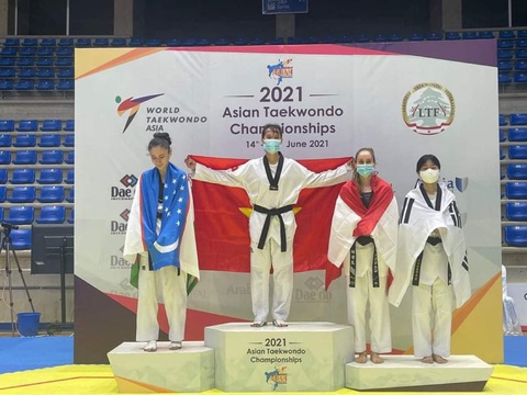 Võ sĩ Kim Tuyền giành HCV Giải taekwondo vô địch châu Á 2021 - Ảnh 2. Võ sĩ Kim Tuyền giành HCV Giải taekwondo vô địch châu Á 2021 - Ảnh 2.