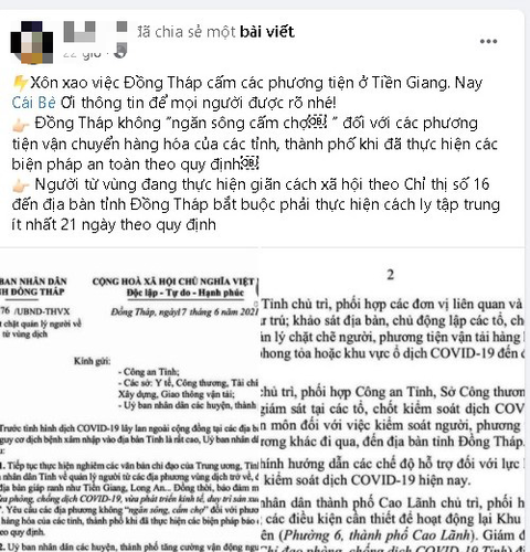 Đồng Tháp khẳng định không ngăn sông cấm chợ người Tiền Giang - Ảnh 1. Đồng Tháp khẳng định không ngăn sông cấm chợ người Tiền Giang - Ảnh 1.