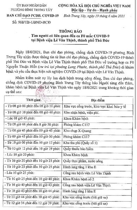 Tìm người đến Bệnh viện Lê Văn Thịnh và nhiều nơi ở Gò Vấp vì có ca COVID-19 - Ảnh 2. Tìm người đến Bệnh viện Lê Văn Thịnh và nhiều nơi ở Gò Vấp vì có ca COVID-19 - Ảnh 2.
