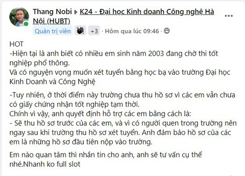 Lừa đảo học sinh nộp tiền để chiếm ưu thế xét tuyển học bạ - Ảnh 1. Lừa đảo học sinh nộp tiền để chiếm ưu thế xét tuyển học bạ - Ảnh 1.