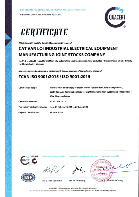 Nhà máy Cát Vạn Lợi đạt ISO 9001:2015 và ANSI C80.1 - Ảnh 2. Nhà máy Cát Vạn Lợi đạt ISO 9001:2015 và ANSI C80.1 - Ảnh 2.