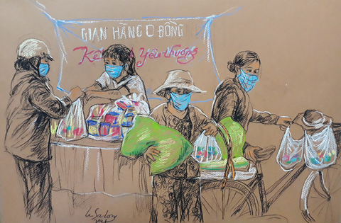 Sài Gòn bao dung, nghĩa hiệp những ngày giãn cách lên tranh vẽ - Ảnh 5. Sài Gòn bao dung, nghĩa hiệp những ngày giãn cách lên tranh vẽ - Ảnh 5.